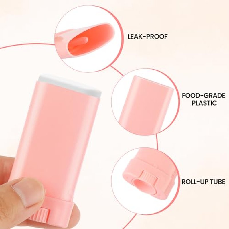 50-Pack Empty Deodorant Containers for Homemade - 0.5 oz/15ml Oval Refillable Deodorants Tubes, BPA-Free Twist-Up Plastic Sticks, Reusable DIY Deodorant Bottles for Balms & Solid Perfumes,Green