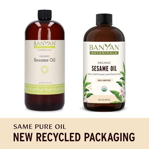 Organic Sesame Oil for Massage & Skin 34 oz - Grounding Ayurvedic Abhyanga Oil - Unrefined & Cold-Pressed