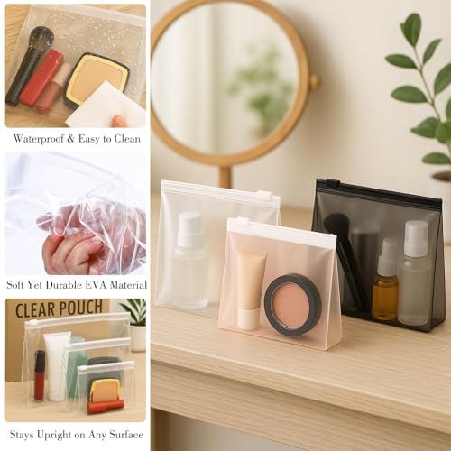Transparent 5.9" Mini Clear Makeup Bags - 80 Pack Water-Resistant Cosmetic Pouches with Zipper, TSA Approved Travel Organizer