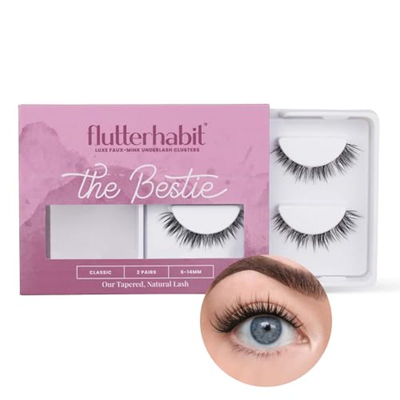 FlutterHabit The Bestie Lashes, 2 Sets of Eyelashes, DIY Lash Extensions, Up to 10 Day Lash Wear, Salon Quality Cluster Eyelashes for a Natural Look, No Glue Included