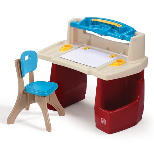 Kids Art & Craft Desk with Chair Set, Toddler Activity Table, Durable Plastic