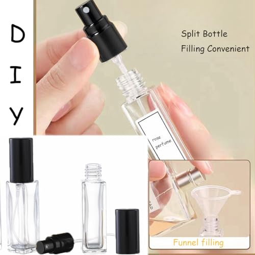 Mini Perfume Atomizer 20ml Refillable Glass Perfume Bottles Empty Spray Bottles for Travel Fine Mist Sprayer for Toiletries Sample Dispenser -10 Pcs Black