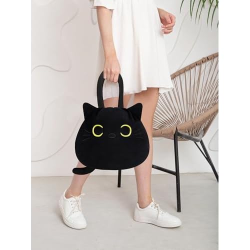 Funny Cat Drawstring Makeup Bag - Large Capacity Cute Travel Toiletry Bag Cosmetic Bag Pouch Organizer - Valentines Day Mothers Easter Birthday Unique Gifts for Women Girls Cat Lovers-Black