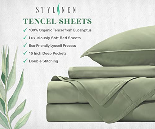 Eucalyptus Bed Sheets King Size Set - Sage, 4 Pieces, Deep Pockets, Soft & Breathable