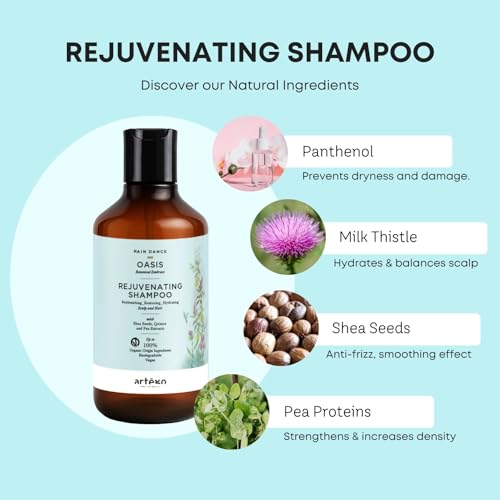 Artègo Rain Dance Oasis Rejuvenating Shampoo 10.2 oz – Hydrating Voluming Shampoo for Dehydrated, Dull Hair