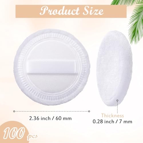 Cotton Powder Puffs - White, 100 Pack, Soft & Gentle Makeup Applicators