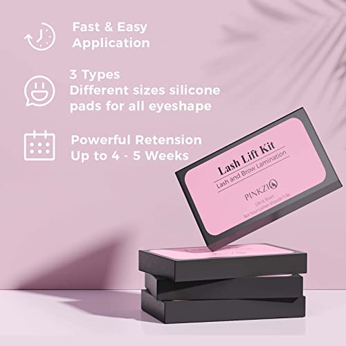 PinkZio Professional Lash Lift Kit for Semi-Permanent Eyelash Curling - Includes Silicone Pads, Suitable for Salon & Home Use - Pink