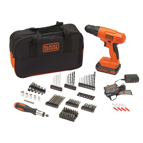 Cordless Drill Driver Kit with 100-Piece Bit Set - Drill Project Kit - Orange