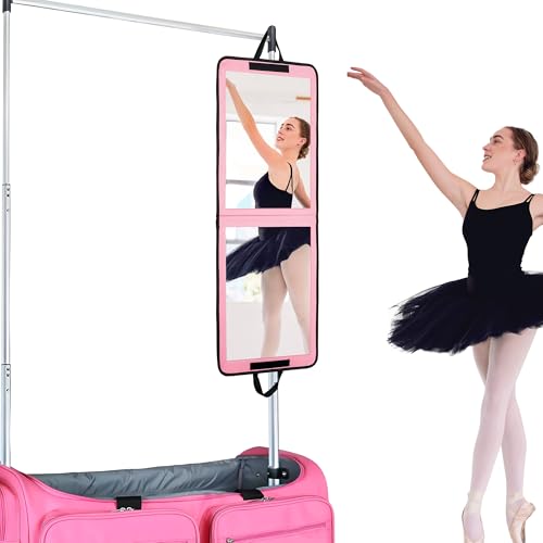 Pink Full Length Portable Dance Mirror - 33x13 Inch Travel & Foldable