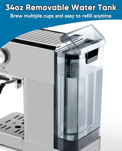 CUSIMAX Silver Espresso Machine with Steam Wand for Latte & Cappuccino