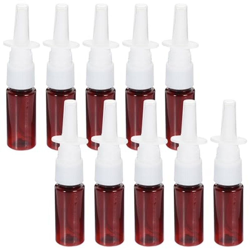 ARTIBETTER Empty Nasal Spray Bottle Amber Plastic Fine Mist Sprayers Refillable Container for Essential Oils Aromatherapy Perfume 15ml 10pcs (Pack of 2)