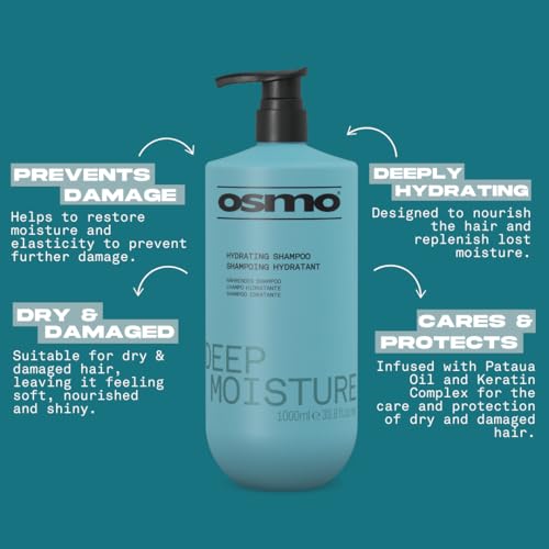 Osmo Deep Moisture Shampoo 33.8 Fl Oz - Quench & Tame Frizz with Ylang Ylang & Patchouli Oil