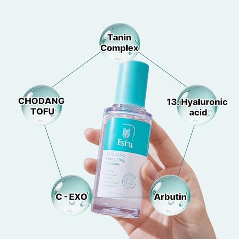 ESTU Chodang Pore Lifting Ampoule 50ml ¤Ó Vegan Moisture Essence ¤Ó Lightweight Serum with CEXO Technology ¤Ó Korean Skincare for Visible Pore Care 50ml