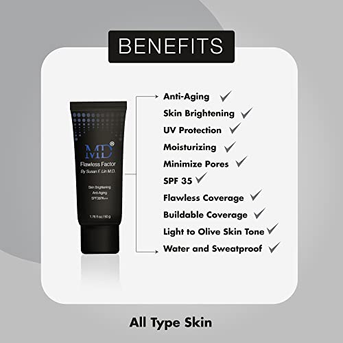 MD Flawless Factor BB Cream ? Skin Brightening Anti-Aging Moisturizer with SPF 35 PA++ | 1.76 fl oz (50g) | Buildable Coverage