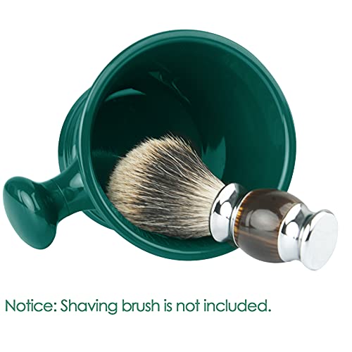 Acrylic Shaving Mug with Handle for Men, Deep Size Wet Shaving Bowl, Green