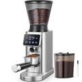 Coffee Grinder with 48 Settings, Anti-Static, Stainless Steel Burrs - Metallic Silver