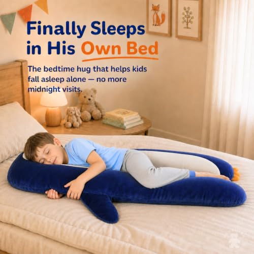 Penguin Kids Body Pillow - Blue U-Shape Plush Animal Pillow for Sleep & Comfort
