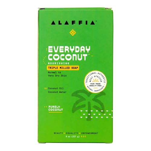 Alaffia Everyday Coconut Soap Bar - Pack of 2, 8 Oz Each, Natural Shea & Coconut Oil