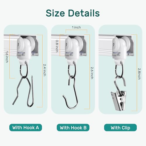 Houmiggle 12-15 Ft White Ceiling Curtain Track Heavy Duty Wall Mount Rail