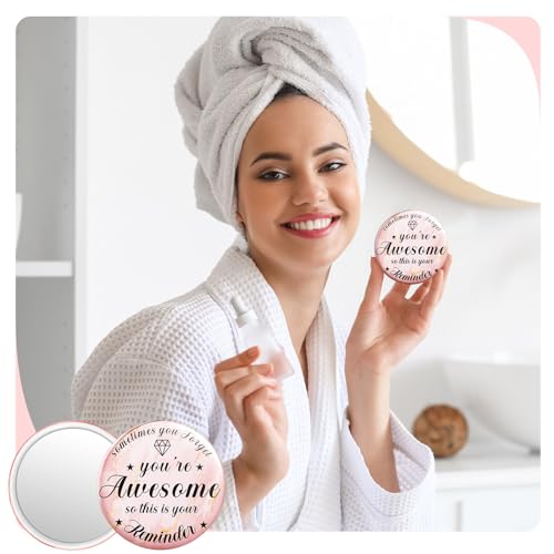 Tradder 120 Pcs 2.76 Inch Inspirational Compact Mirror Bulk Quinceanera Employee Appreciation Gifts Makeup Purse Pocket Mirror for Women Mother's Day Valentine Coworker Nurse Gifts Bag Stuffer Items