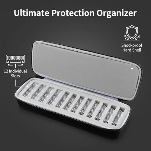 12-Slot Clipper Blade Case for Wahl, Andis & Oster A5 - Black & Grey