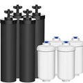 DTESL 4 Black & 4 Fluoride Water Filter Replacement Set for Ber-key BB9-2 & PF-2 Systems
