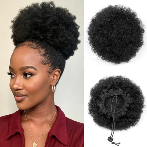 8 Inch Afro Puff Drawstring Ponytail for Black Women Girls - Large Kinky Curly Hair