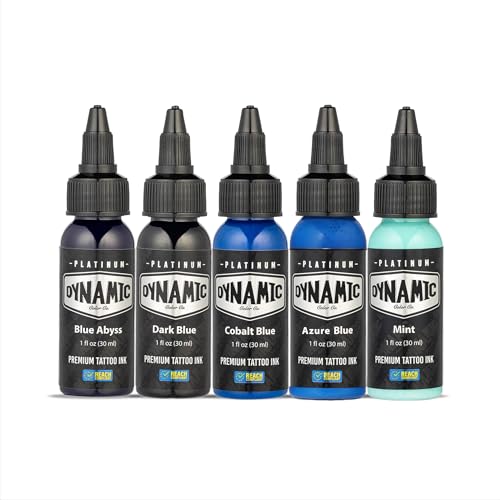 Lagoon Tattoo Ink Set - 5 Vibrant Blue Colors, 1 oz Each, REACH Compliant, Made in Spain