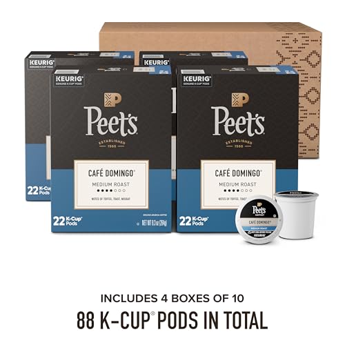 Peet's Coffee Pods Café Domingo Medium Roast 88 K-Cups - Pack of 4 (4 x 22)