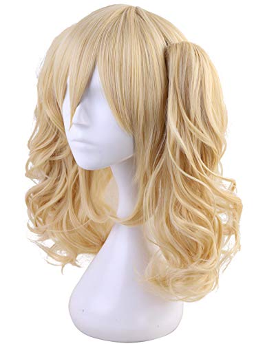 Blonde Short Straight Wig with Ponytail Claws for Cosplay & Halloween