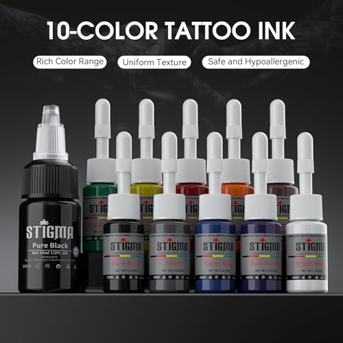 Wireless Tattoo Kit with Rotary Pen, 20 Needles, 11 Ink, Practice Skin & Batteries
