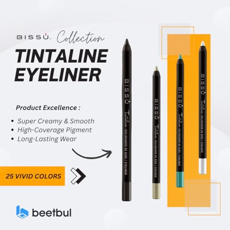Biss? Tintaline Eyeliner - 25 Vivid Colors, High-Coverage, Long-Lasting & Smudge-Proof (Brown)