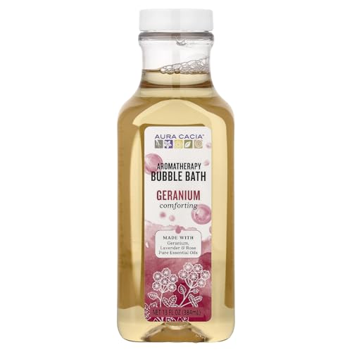 Aura Cacia Geranium Bubble Bath - 13oz Aromatherapy Bath Soak for Relaxation