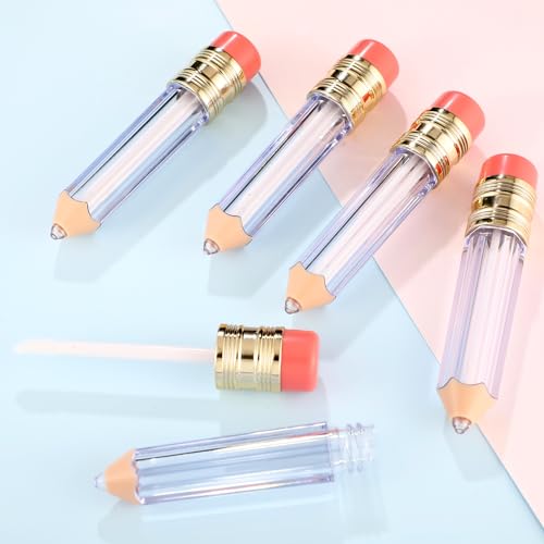 48 Pcs Pencil Lip Gloss Tubes 5ml Refillable Lip Balm Containers for DIY Makeup