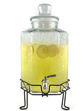 2.5 Gallon Glass Beverage Dispenser with Stainless Steel Spigot and Stand