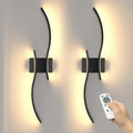 NIORSUN Black 27.6 Inch Rechargeable Wireless Wall Sconce Set of 2 with Remote, Dimmable & 3CCT, Modern LED Wall Lights for Living Room & Bedroom