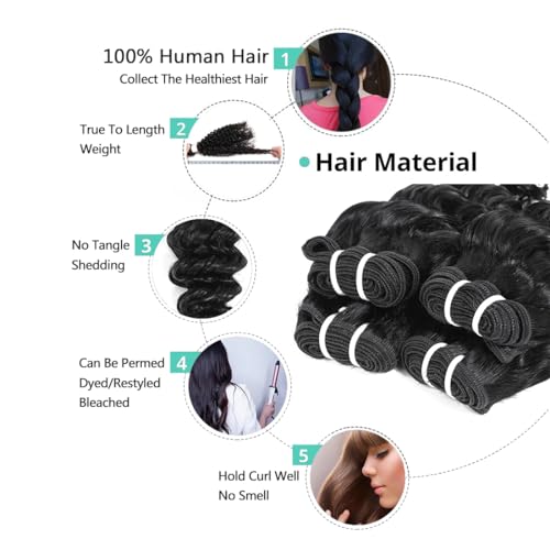Deep Wave Human Hair Bundles - 10 Inch Natural Color Brazilian Virgin Hair for Black Women