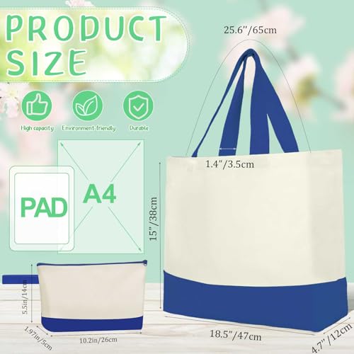 Colorful Sanwuta 30 pcs 18.5-inch Canvas Tote & Makeup Bag Set Bulk