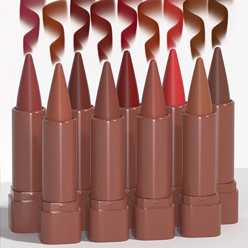 Matte Lip Liner Set Gradient Velvet Lip Crayon with Retractable and Long-Lasting Lipsticks for Women and Gift (9 Pcs #01-#09)