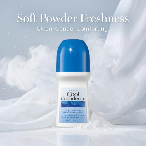 AVON Cool Confidence Baby Powder Roll-On Deodorant 1.7 Fl Oz Pack of 5