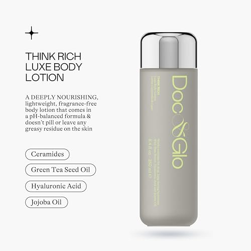Doc & Glo Think Rich Luxe Fragrance-Free Body Lotion 8.4 Fl Oz – Deep Hydration & Sensitive Skin Care