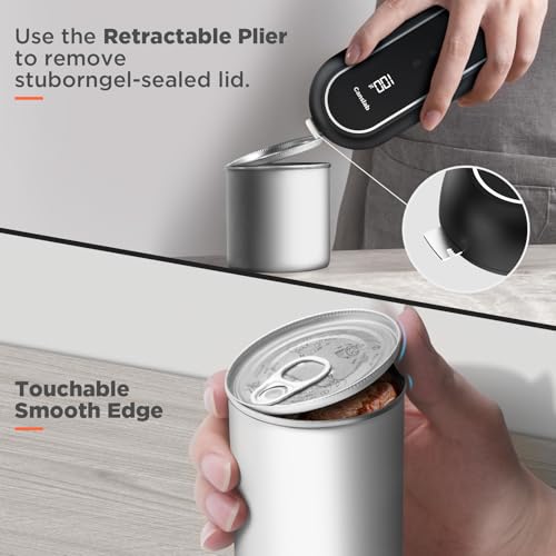 Canslab Turbo Rechargeable Electric Can Opener - Black, USB Battery Display