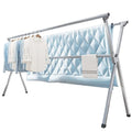 VIKAQI 95-Inch Folding Outdoor Indoor Clothes Drying Rack with 20 Hooks, 12 Clips, Heavy-Duty Stainless Steel