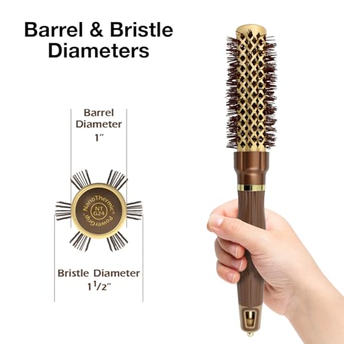 Olivia Garden NanoThermic PowerGrip 1-Inch Ceramic Round Hair Brush for Medium to Thick Hair