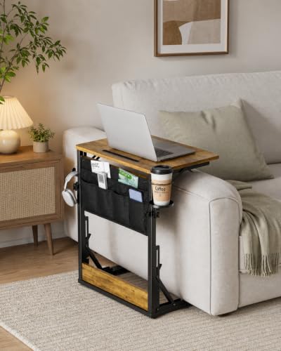 HUANUO Adjustable TV Tray Table with Cup Holder & Storage Bag
