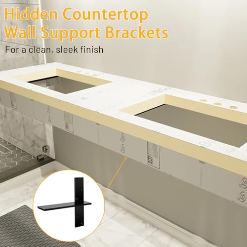 12 Inch Heavy-Duty Floating Shower Bench Brackets - 4 Pack Wall Mount Supports