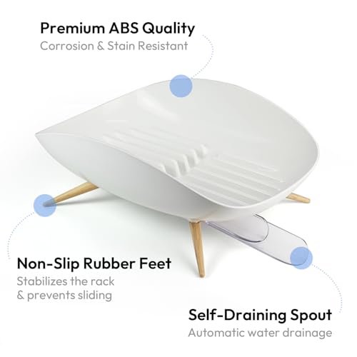 Carrotez Wide Self-Draining Dish Drying Rack - 18.7 x 12.4 Inches, White