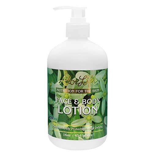 Concentrated Aloe Face & Body Lotion - 16 oz with Herbal Extracts & Grapefruit Scent - All Skin Types
