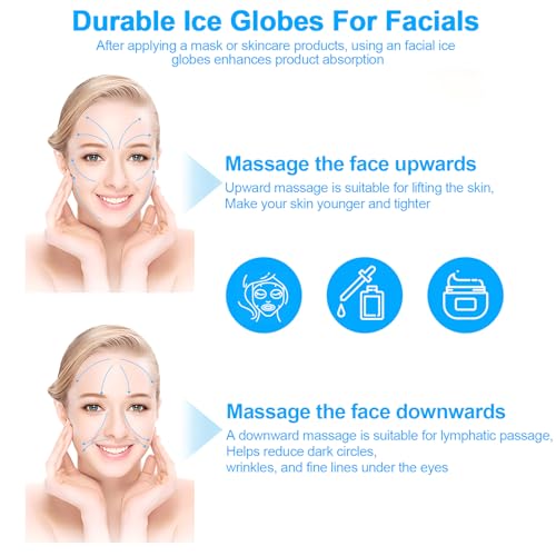 White 360 Rotating Stainless Steel Facial Ice Globes with Handles