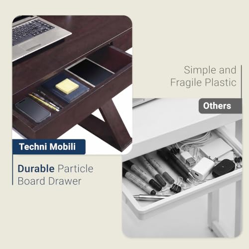 Techni Mobili 47-Inch Modern Writing Desk with Drawer - Espresso Home Office Table